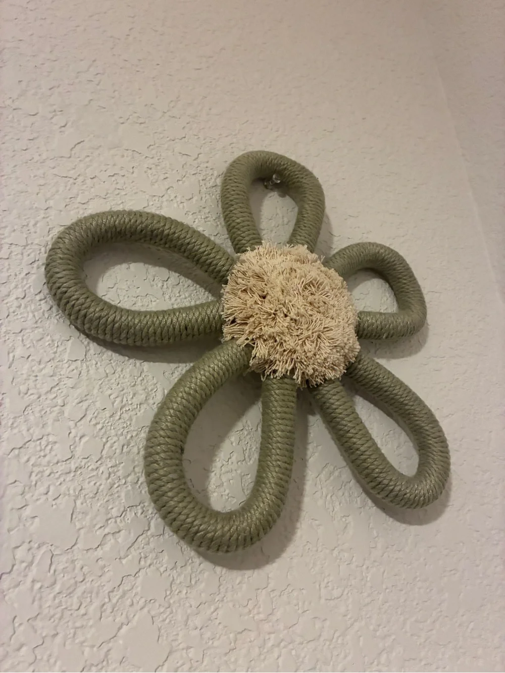 Boho Rope Flower Wall Decor Sage Green 9.5” Woven Daisy Wall Art